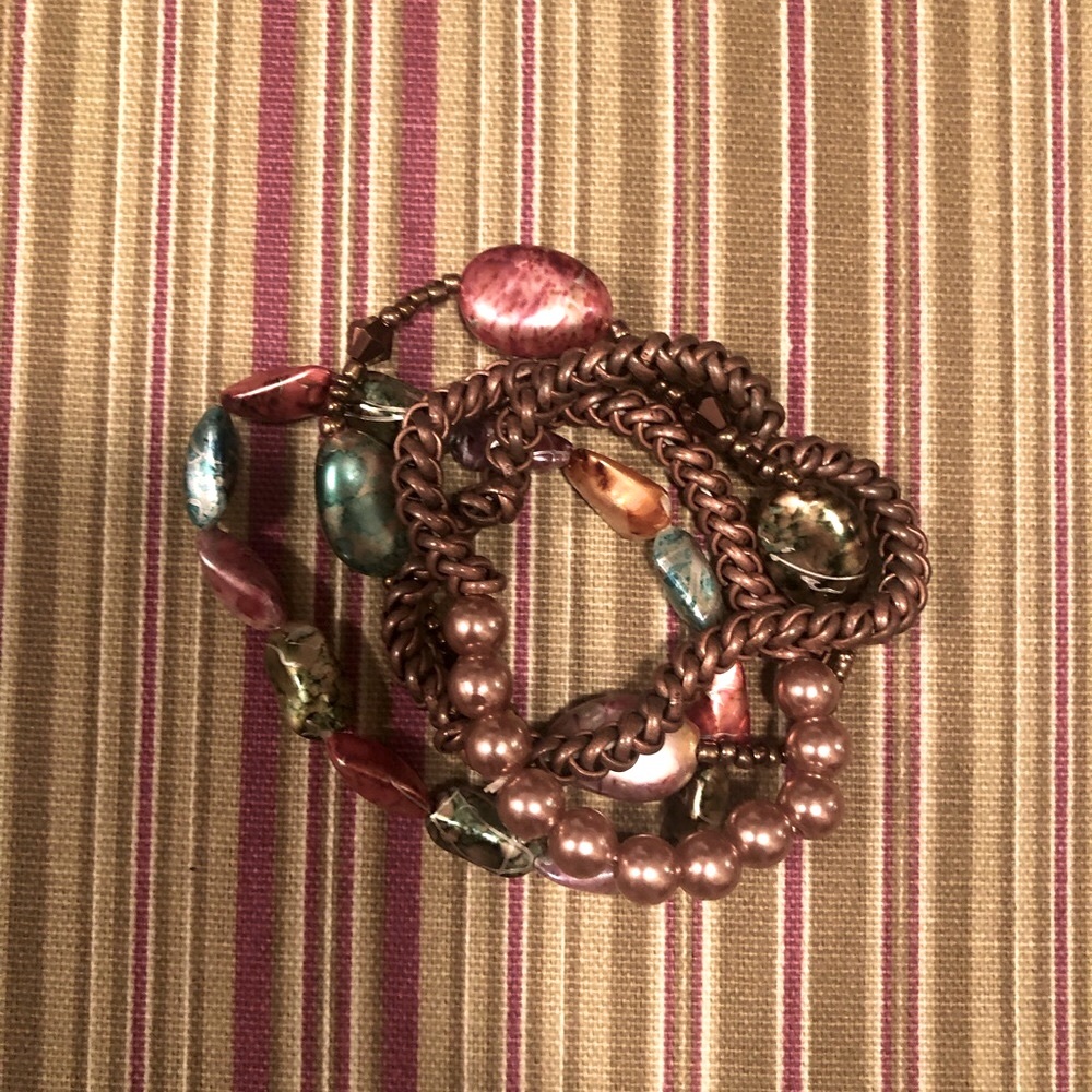 Multi Stone Necklace With Coordinating Stretch Br… - image 2